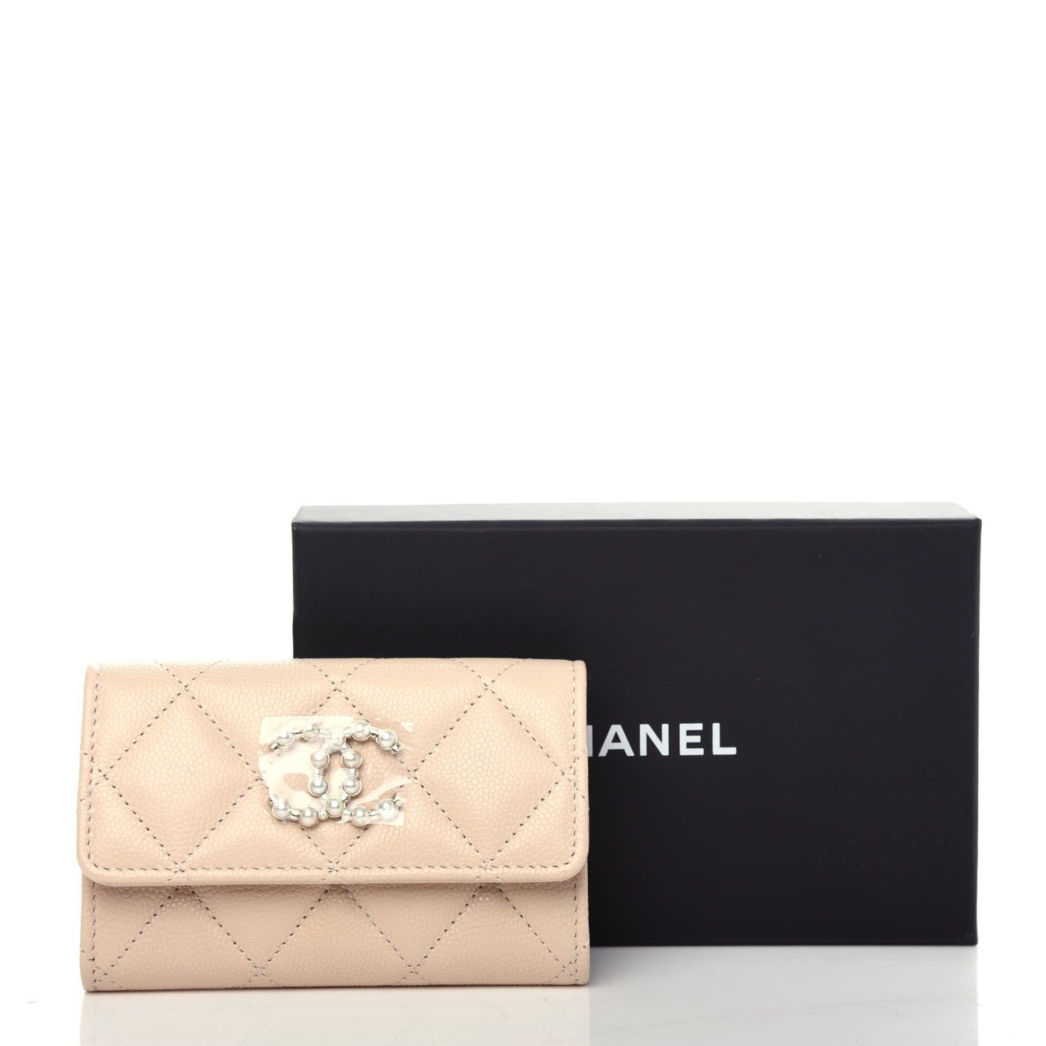 Chanel Caviar Pearl Quilted Coco Candy Flap Card Holder Beige 9 of 9