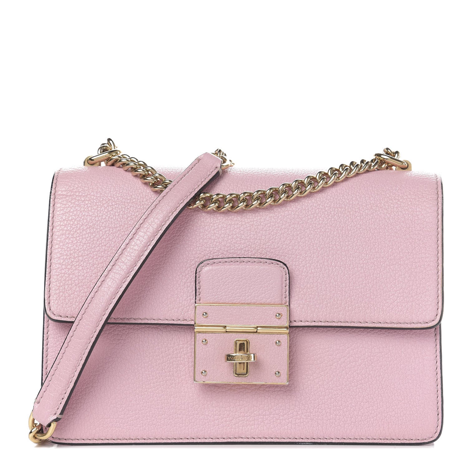 Dolce & Gabbana Grained Calfskin Rosalia Shoulder Bag Pink 1 of 10