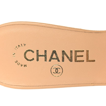 Chanel Lambskin CC Cutout Mules 37.5 Beige Black 9 of 11