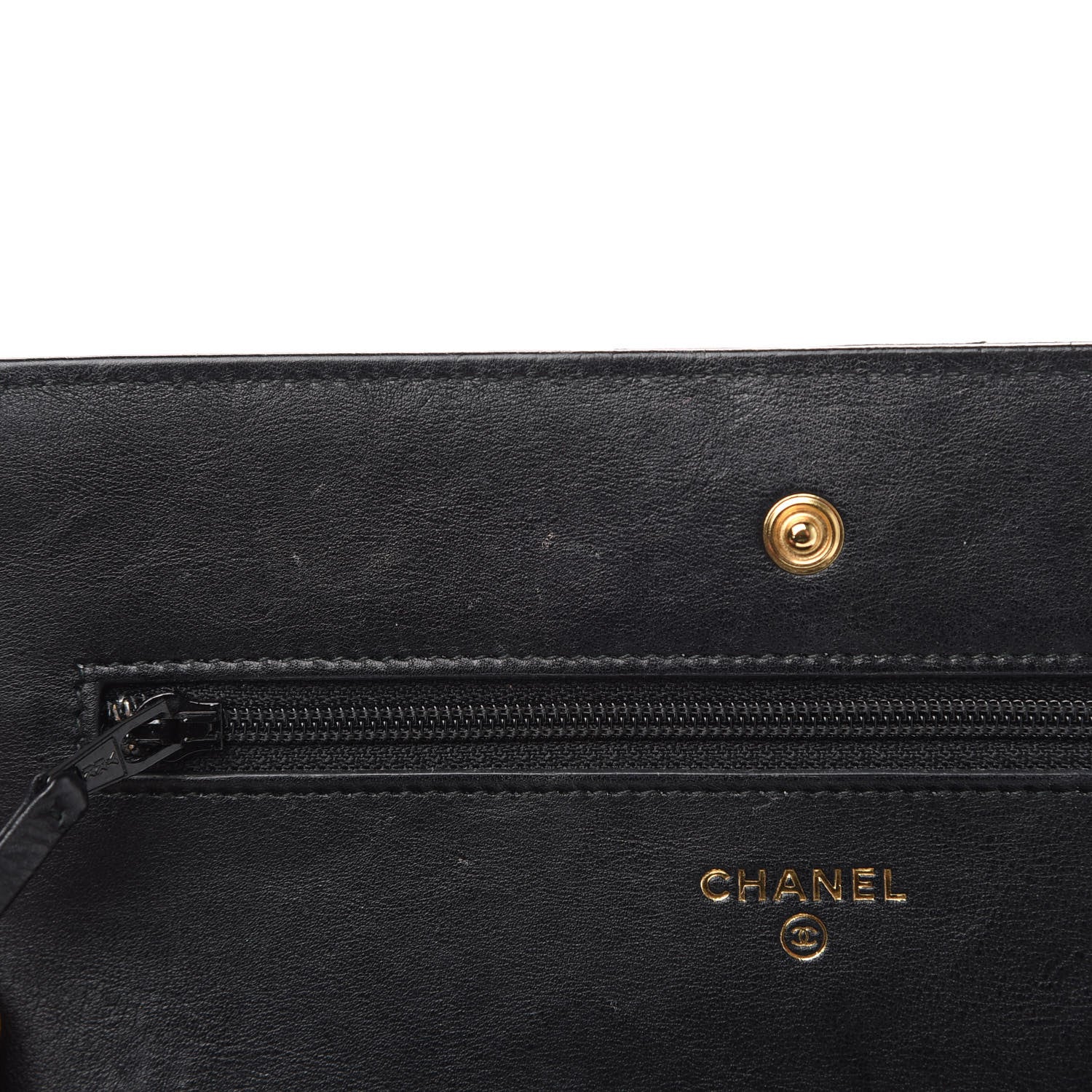 Chanel Crumpled Calfskin Chevron Quilted Wallet On Chain WOC Black 11 of 13