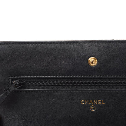 Chanel Crumpled Calfskin Chevron Quilted Wallet On Chain WOC Black 11 of 13
