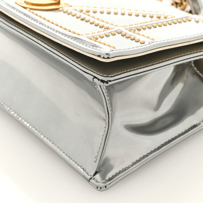 Christian Dior Metallic Patent Studded Small Diorama Flap Bag Silver 9 of 9