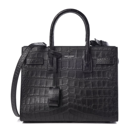 Saint Laurent Calfskin Crocodile Embossed Baby Sac De Jour Black 1 of 9