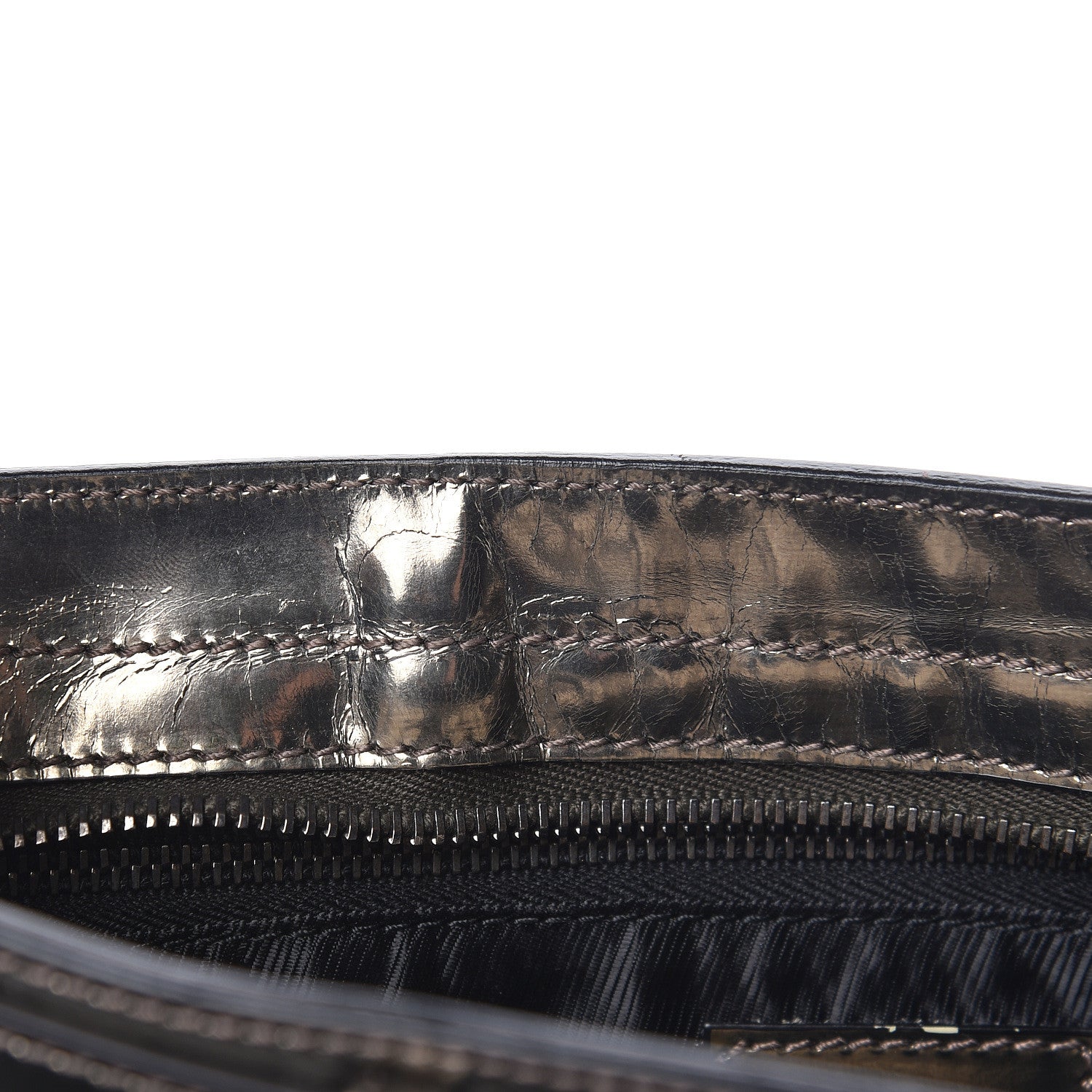 Burberry Metallic Patent Studded Wristlet Clutch Pewter 11 of 16