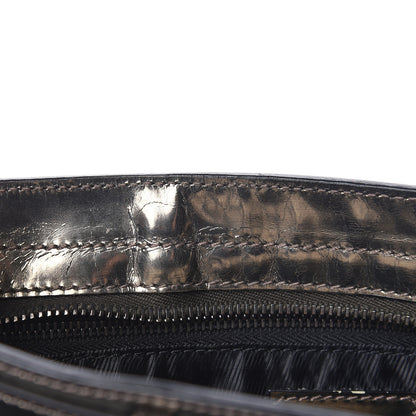 Burberry Metallic Patent Studded Wristlet Clutch Pewter 11 of 16