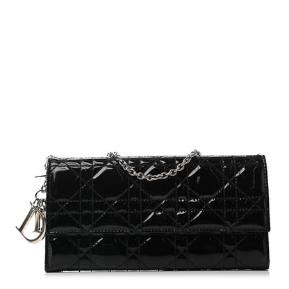 Christian Dior Patent Cannage Rendez-vous Chain Wallet Black 1 of 4