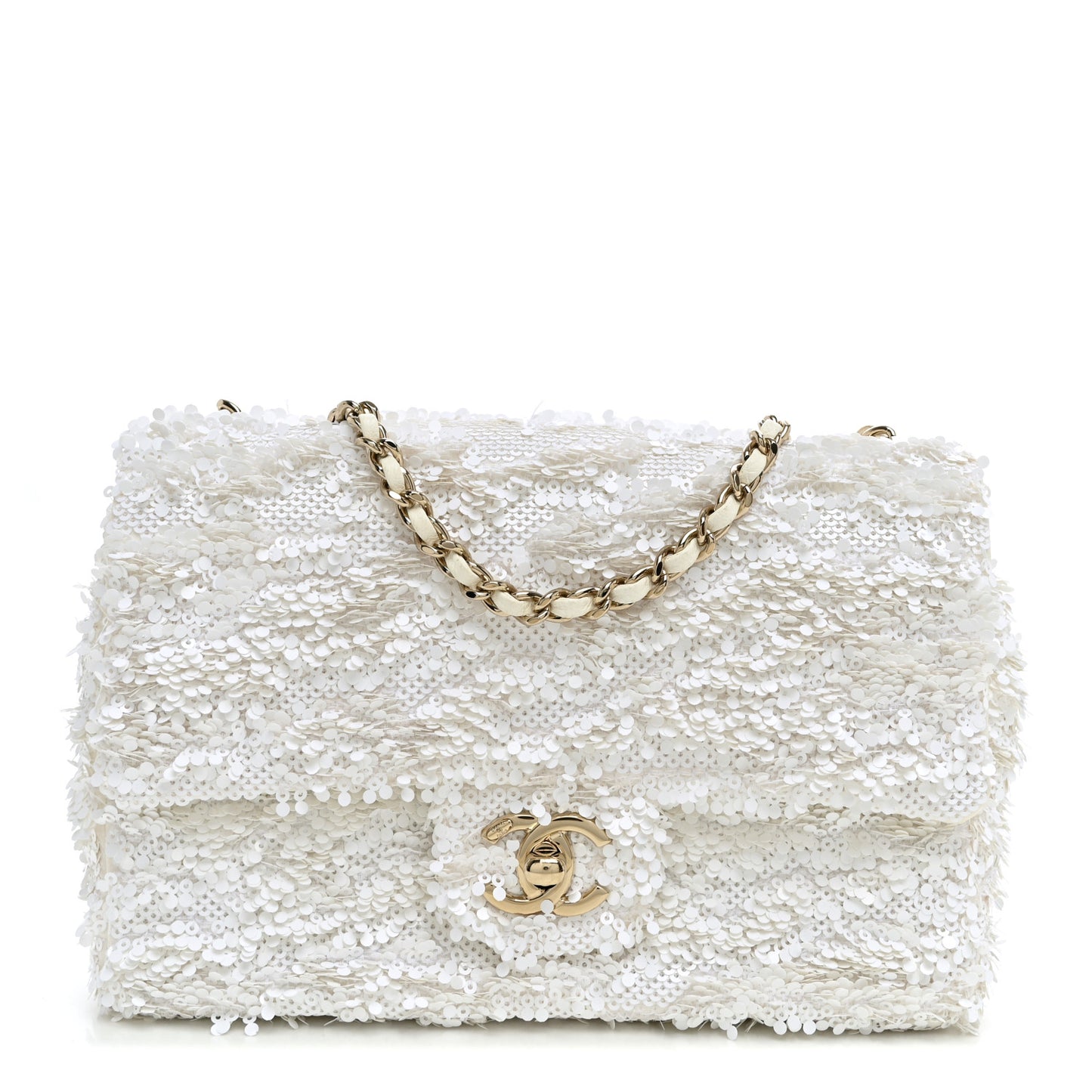 Sequin Mini Rectangular Flap White