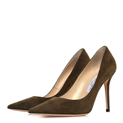 Jimmy Choo Suede Abel Pumps 38 Olive 3 of 9
