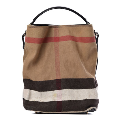 Burberry Canvas Mega Check Medium Ashby Hobo Black 3 of 32