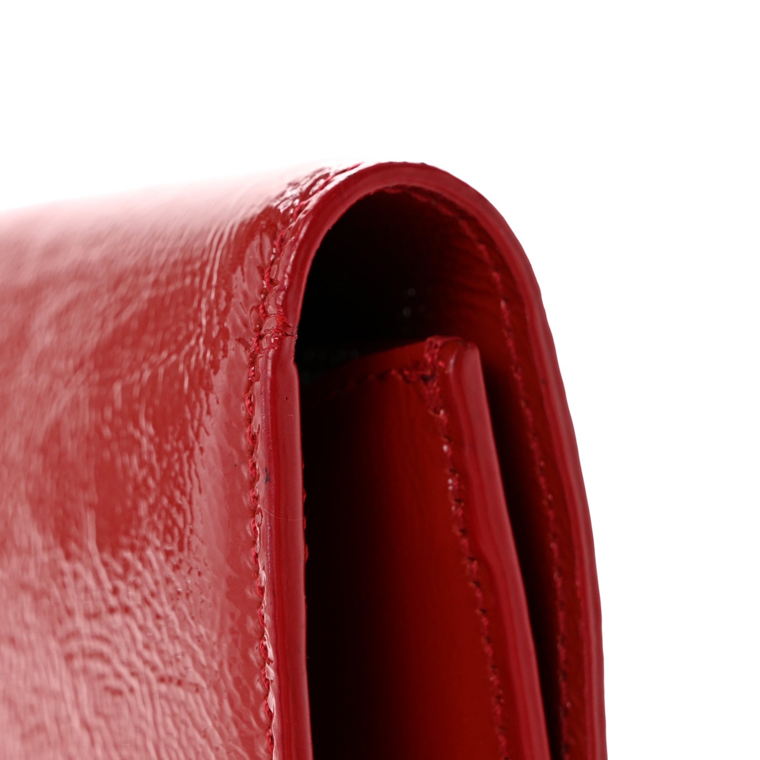 Saint Laurent Textured Patent Monogram Large Belle De Jour Clutch Red 13 of 13