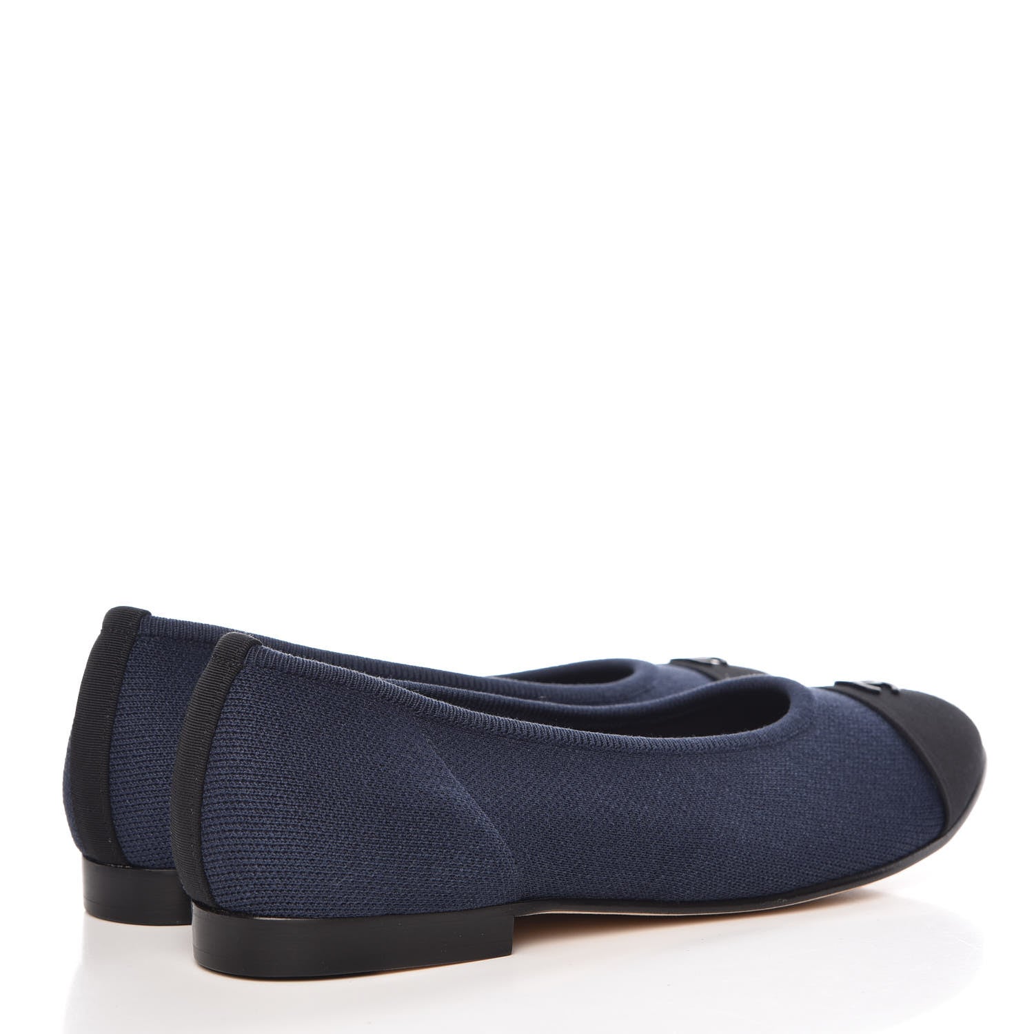 Chanel Fabric Grosgrain Cap Toe Ballerina Flats 40 Navy Black 4 of 8