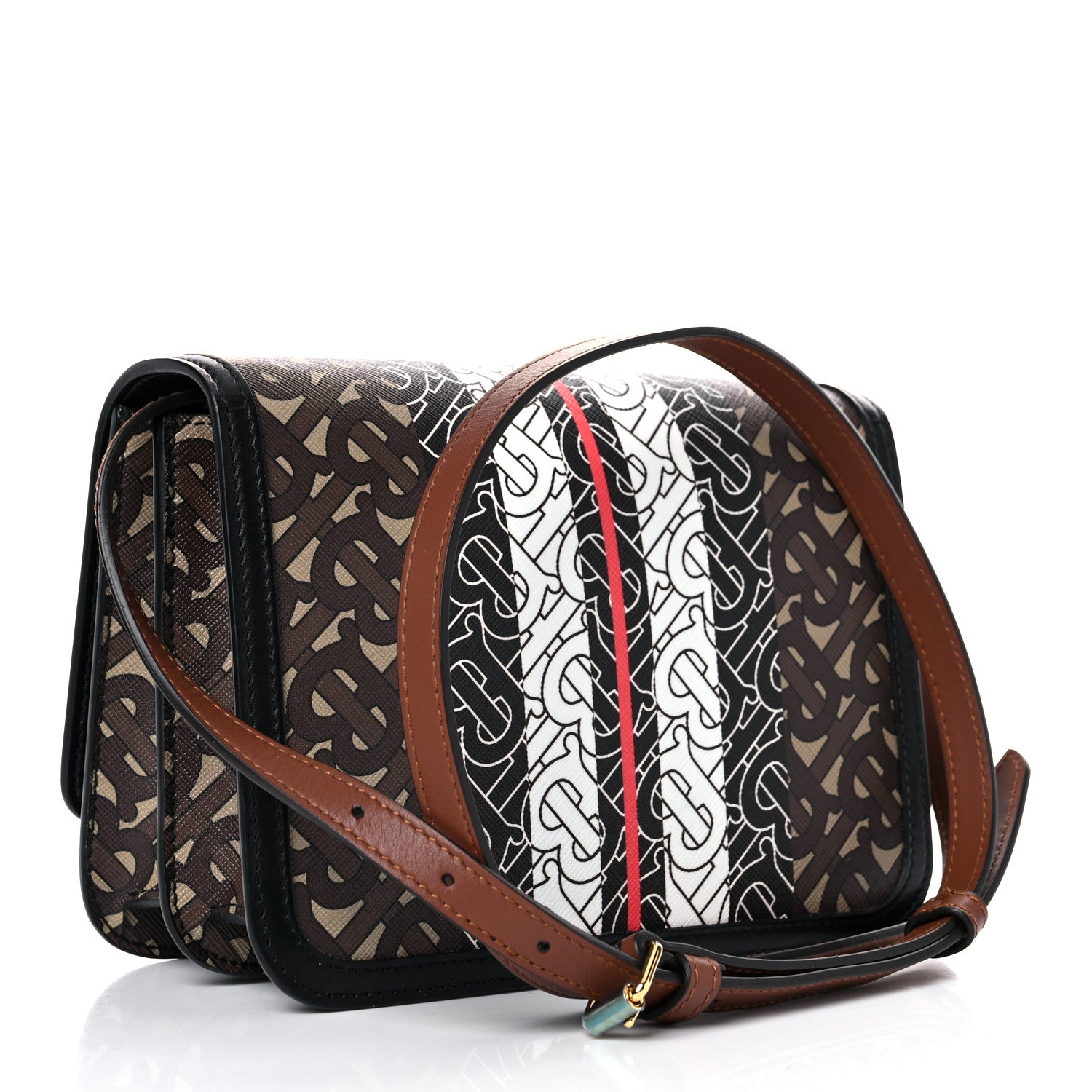 Burberry E-Canvas Monogram Stripe Small TB Bag Bridle Brown 3 of 11
