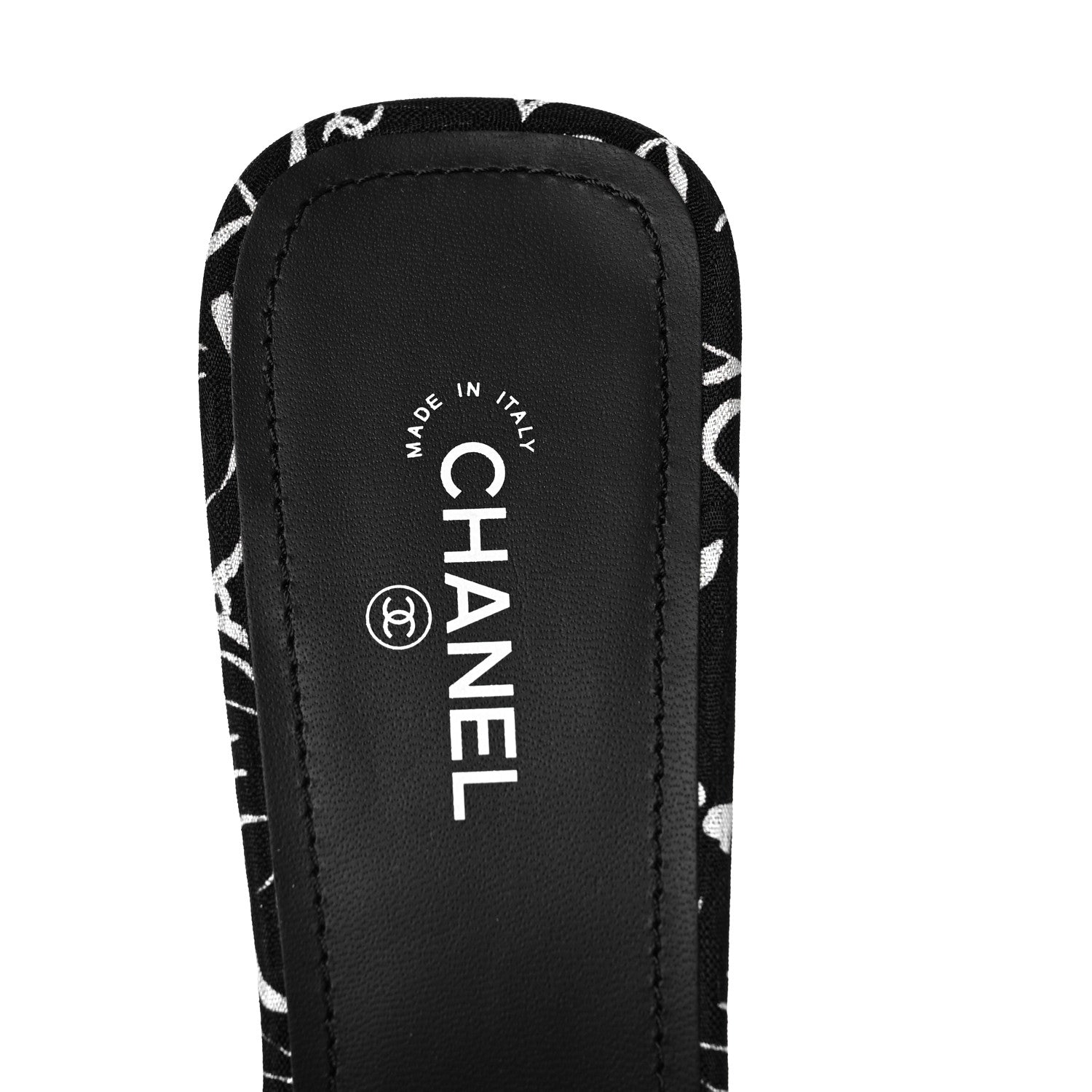 Chanel Printed Fabric Mules 39.5 Black White 7 of 8