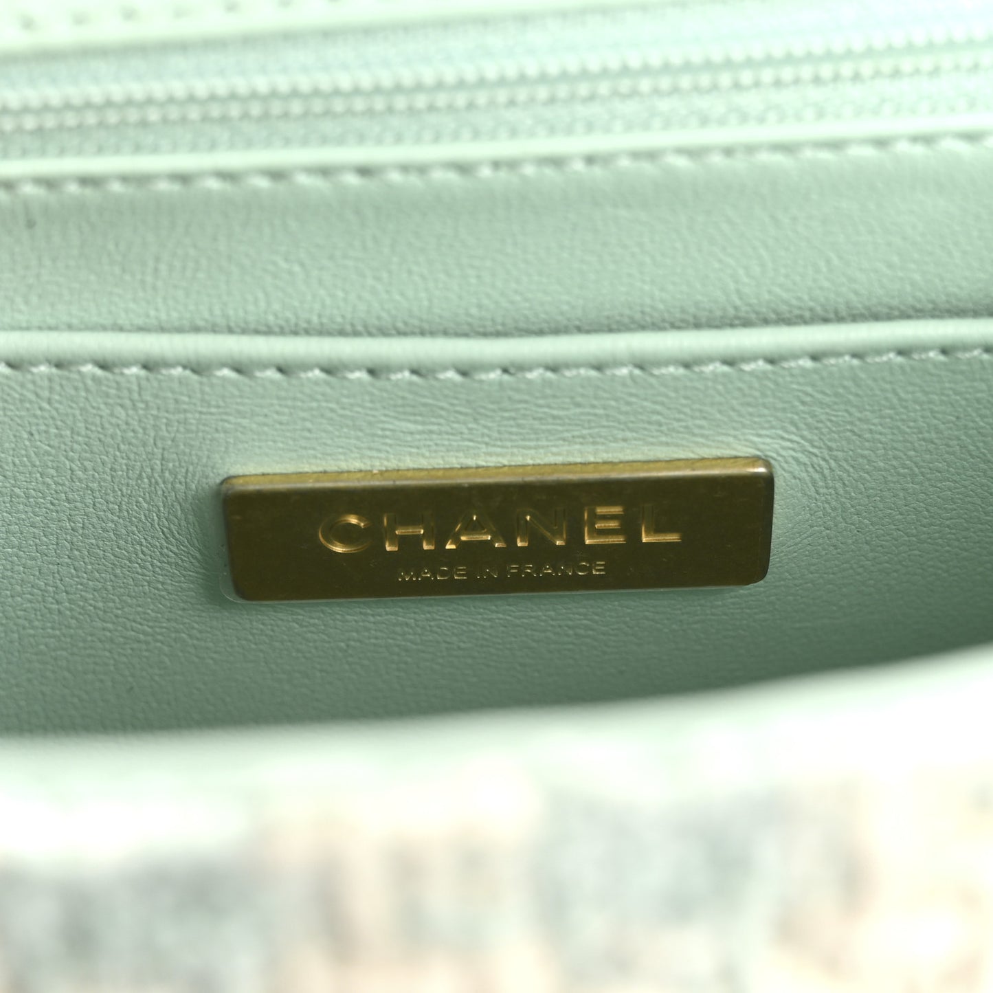 Tweed Handle Crush Top Handle Flap Bag Light Blue Ecru