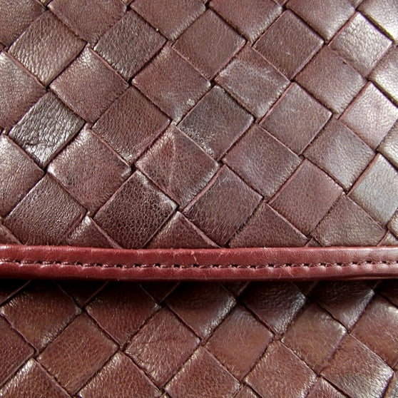 Bottega Veneta Vintage Woven Clutch Bag Dark Red 8 of 8