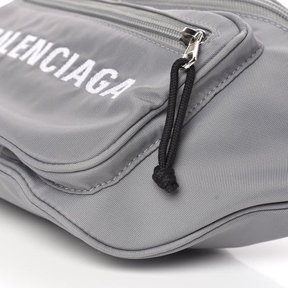Balenciaga Textured Sport Nylon Logo Embroidered Wheel Beltpack Grey White 8 of 9
