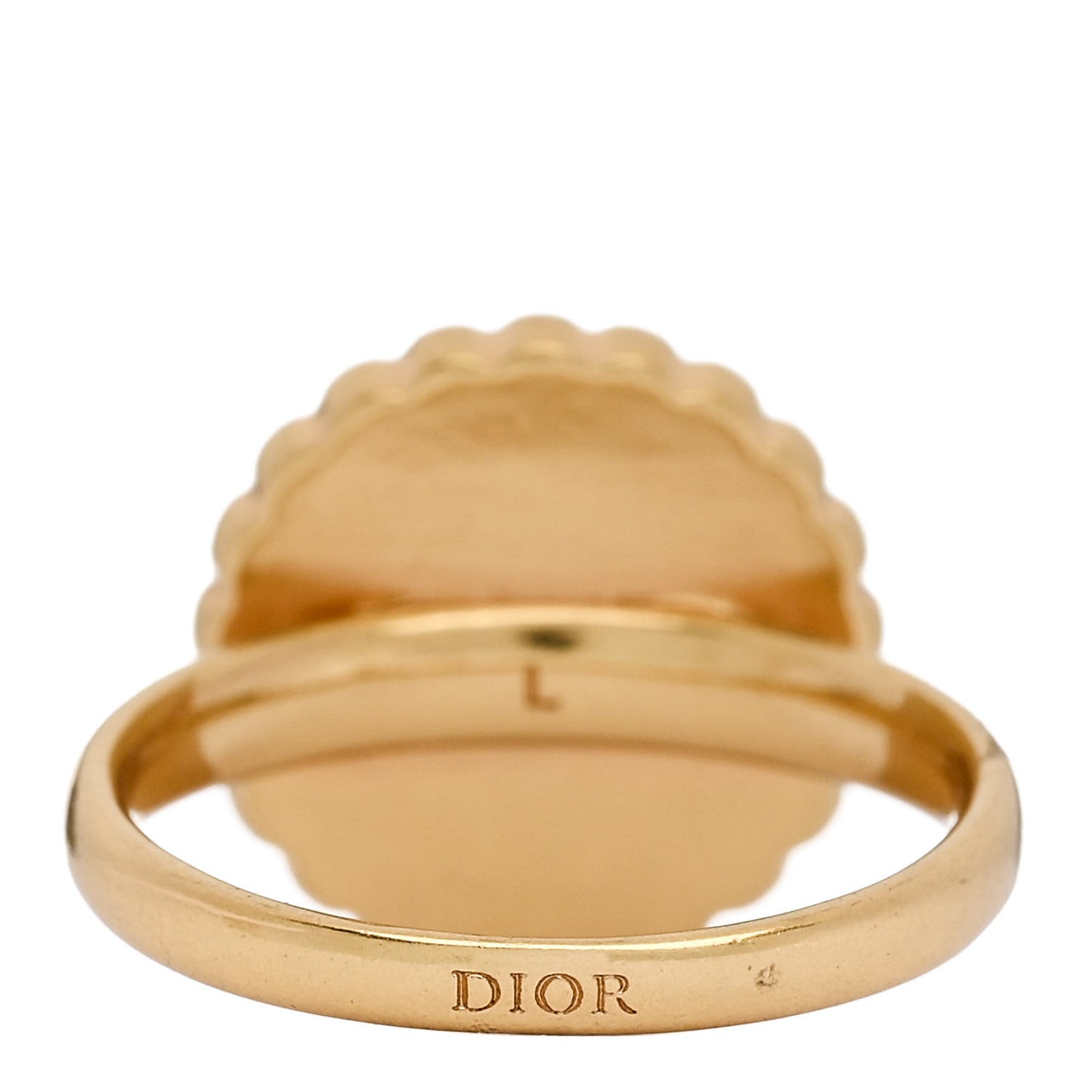 Metal Crystal Glass Petit CD Baroque Ring L Gold Pink