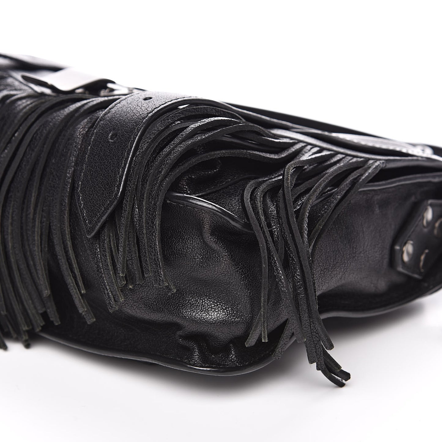 Lambskin Tiny Fringe Lux PS1 Satchel Black