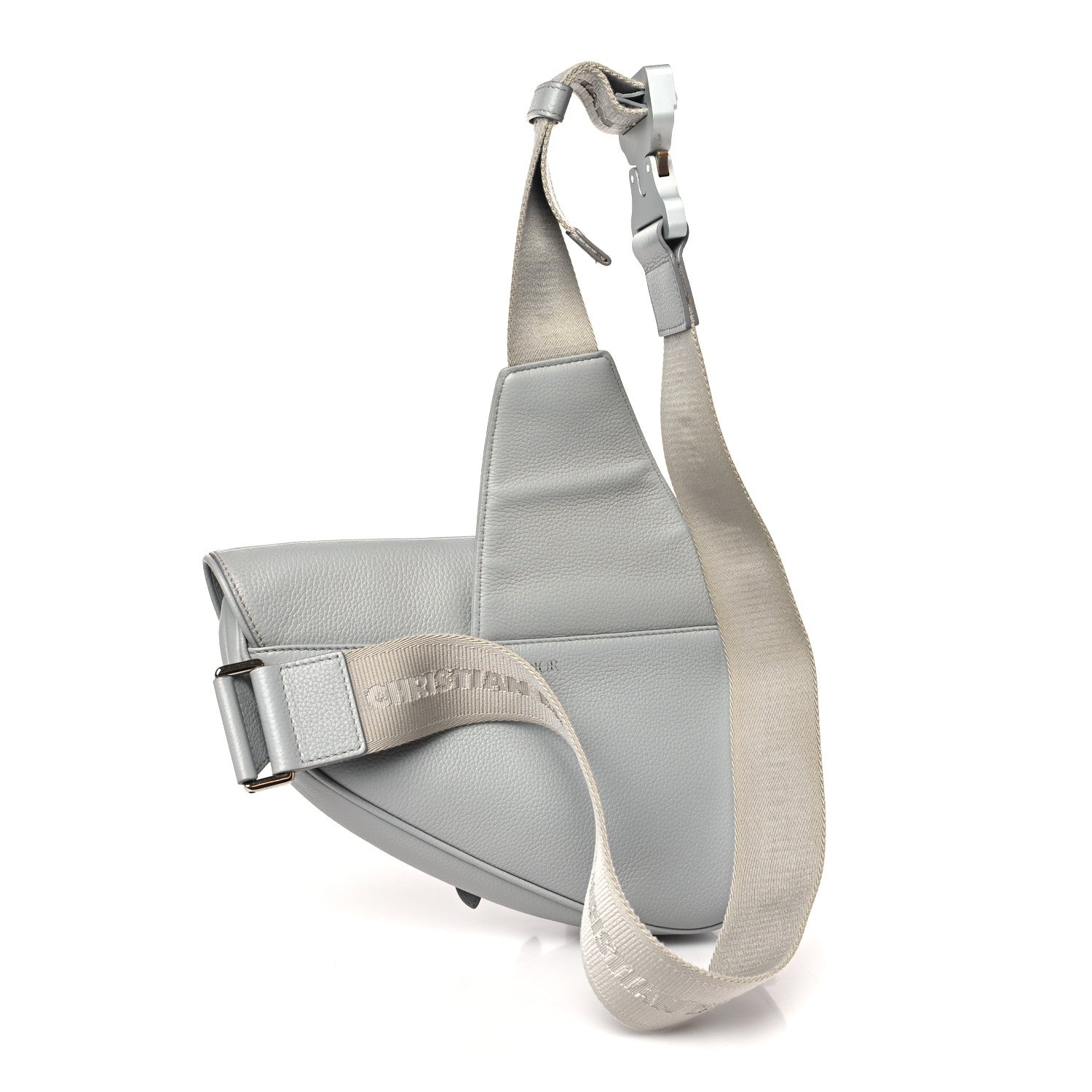 Christian Dior Grained Calfskin Kim Jones Saddle Bag Light Grey 3 of 8