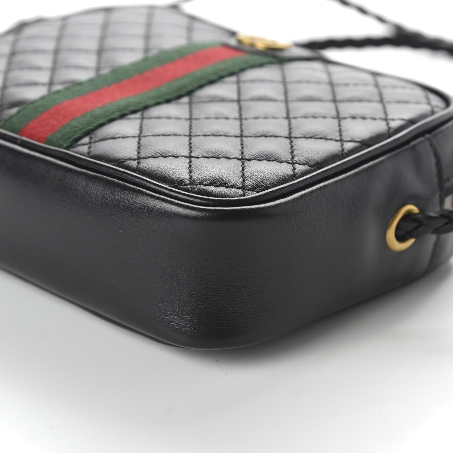 Gucci Calfskin Trapuntata Web Mini GG Shoulder Bag Black 7 of 10