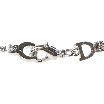 Christian Dior Crystal Bow CD Necklace Silver 4 of 5