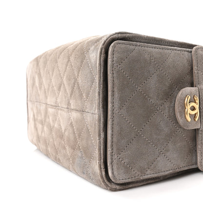 Chanel Suede Quilted Small Chanel 25 Handbag Dark Grey 10 of 10