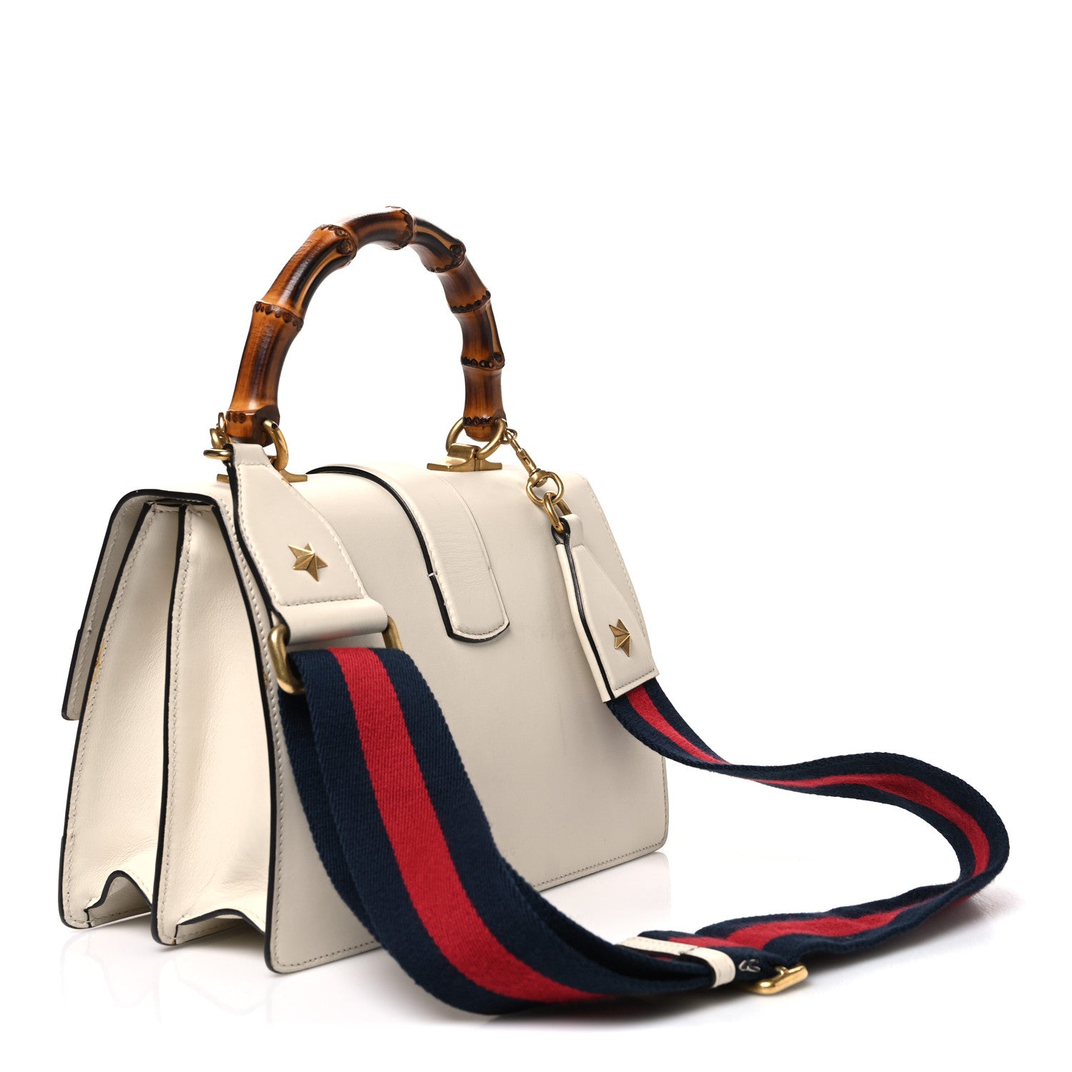 Gucci Calfskin Bamboo Web Medium Dionysus Top Handle Bag White Blue Hibiscus Red 3 of 12