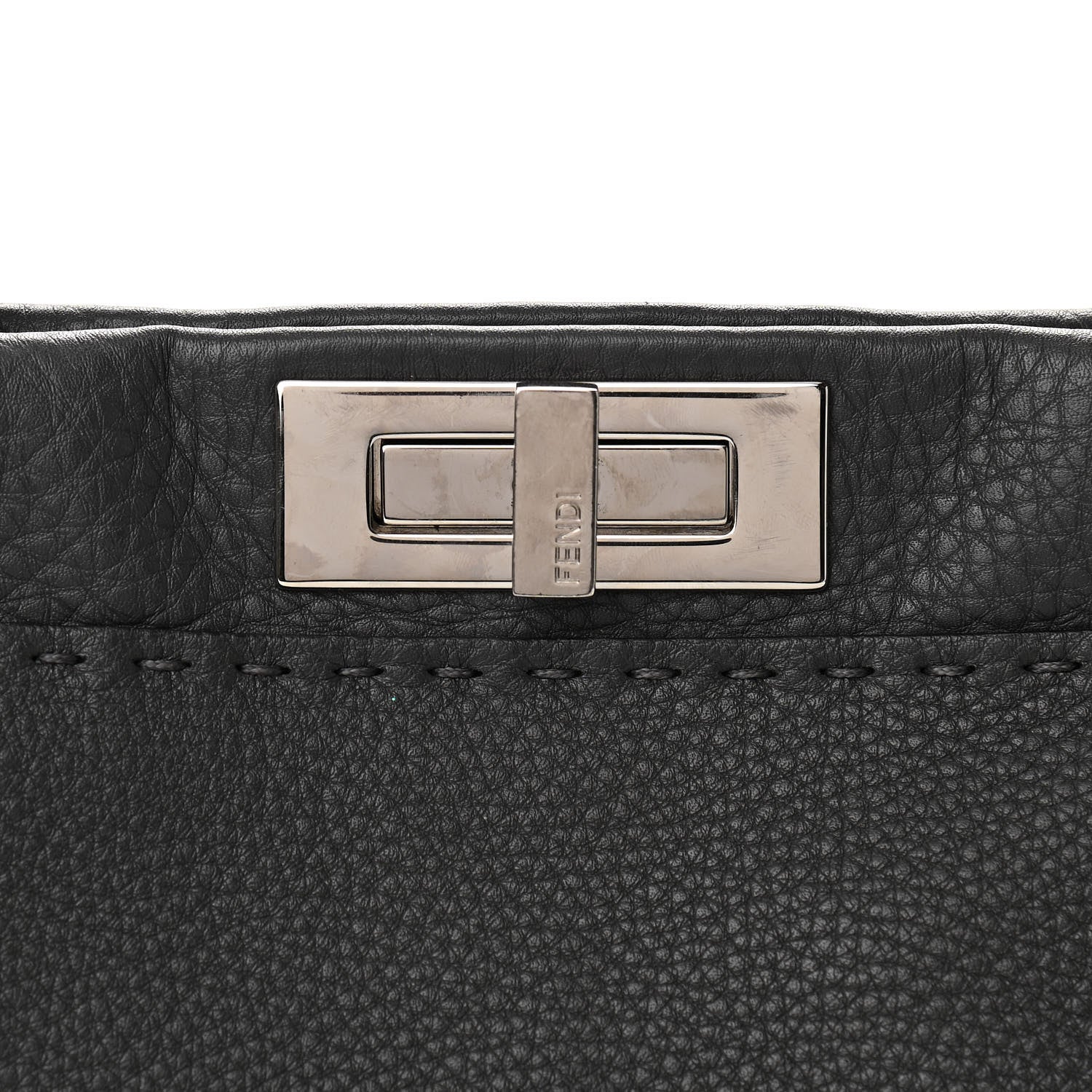 Fendi Cuoio Romano Selleria Bi-Color Medium Peekaboo Iconic Satchel Asfalto Latte 8 of 12