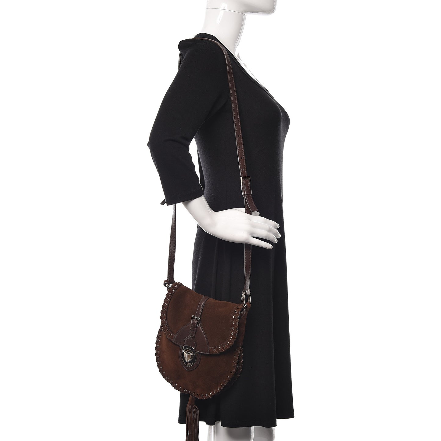Suede Scamosciato Tassel Crossbody Brown