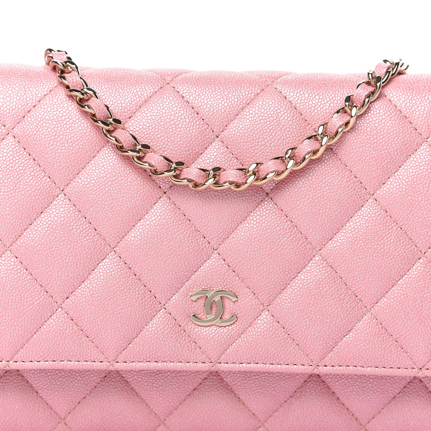 Chanel Iridescent Caviar Quilted Wallet on Chain WOC Rose Pink 11 of 11