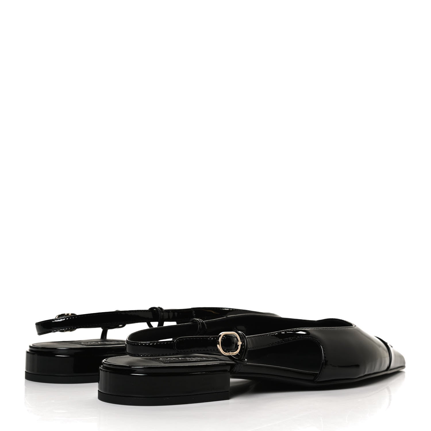Chanel Patent CC Slingback Flats 39 Black 4 of 9