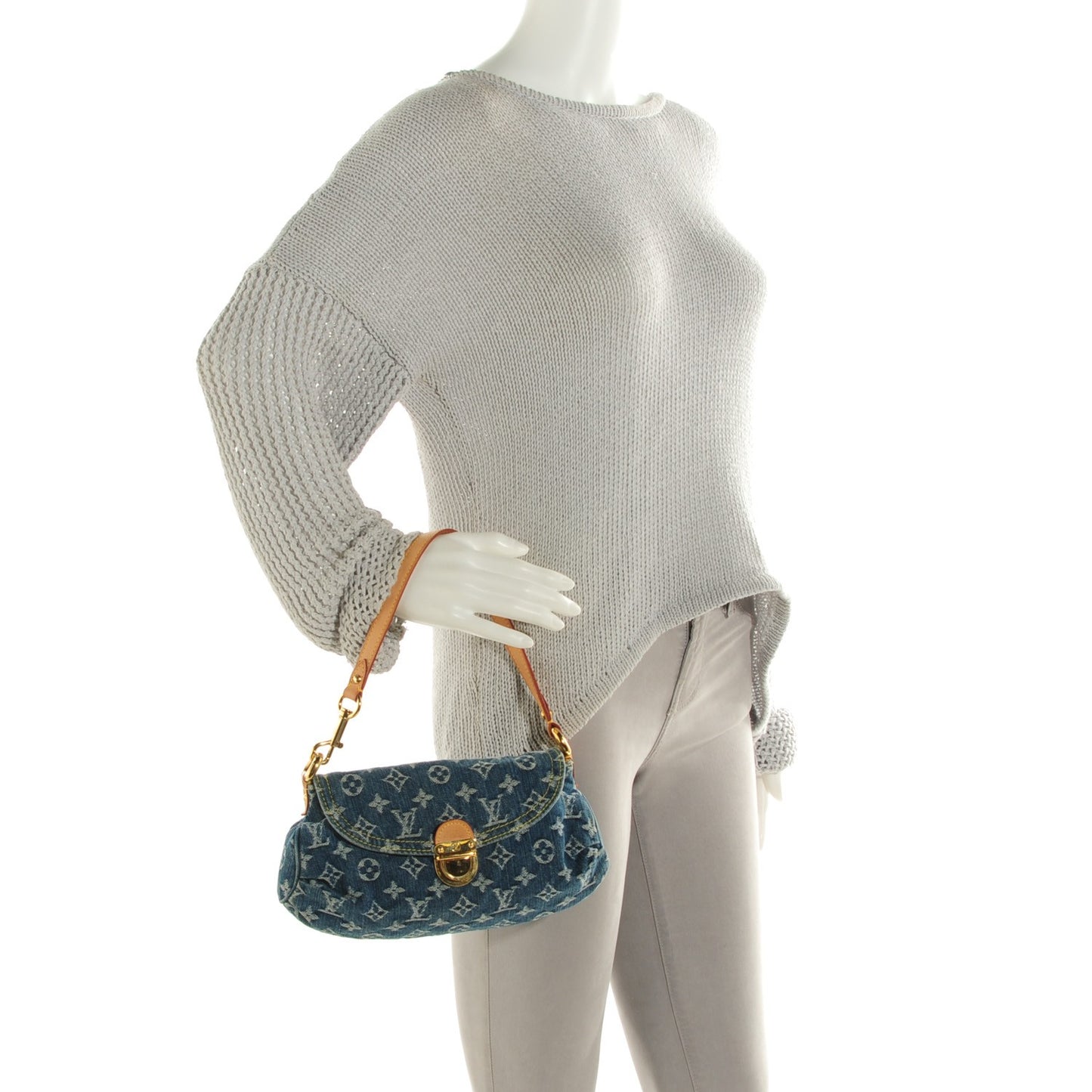 Monogram Denim Mini Pleaty Blue