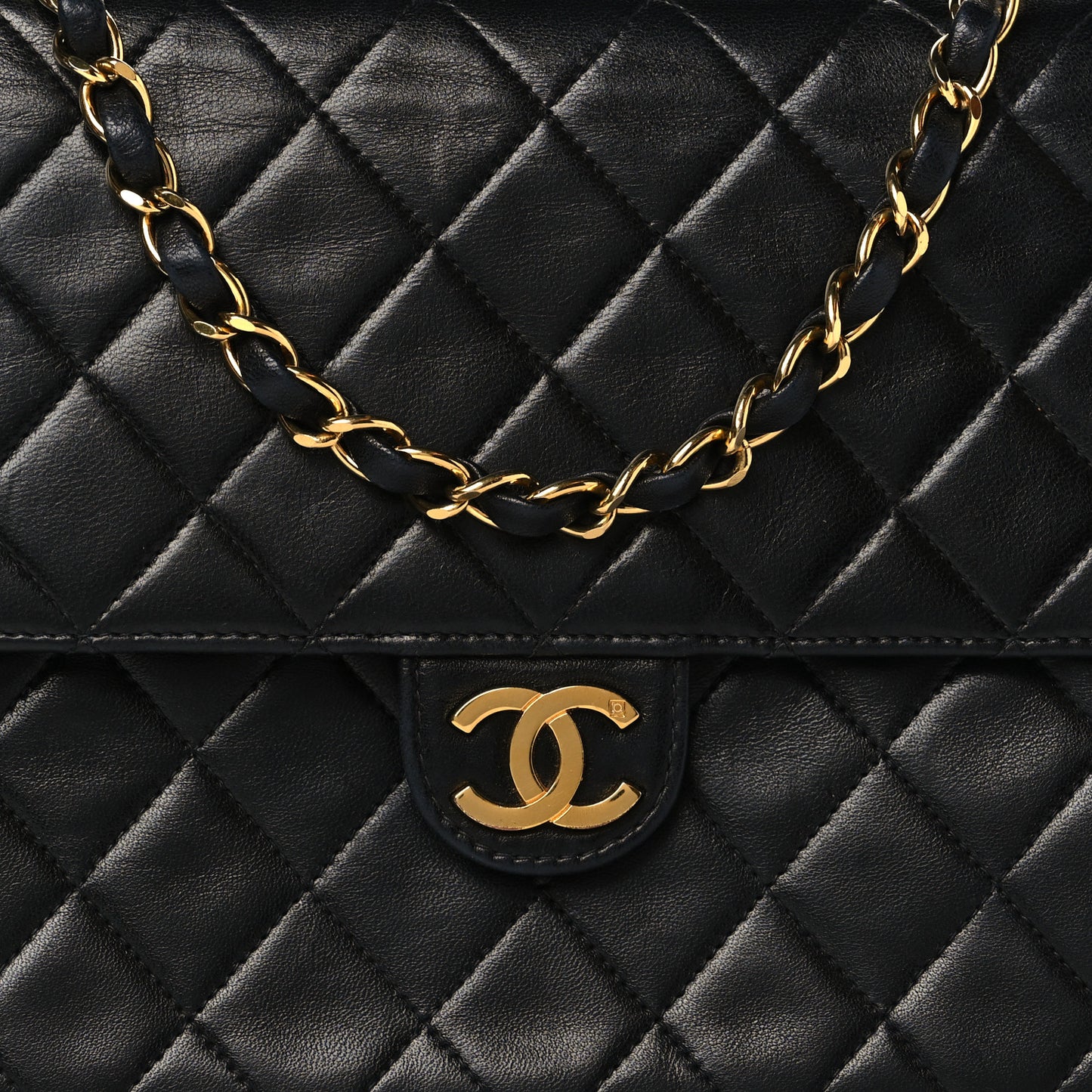 Lambskin Quilted Small Single Flap Black
