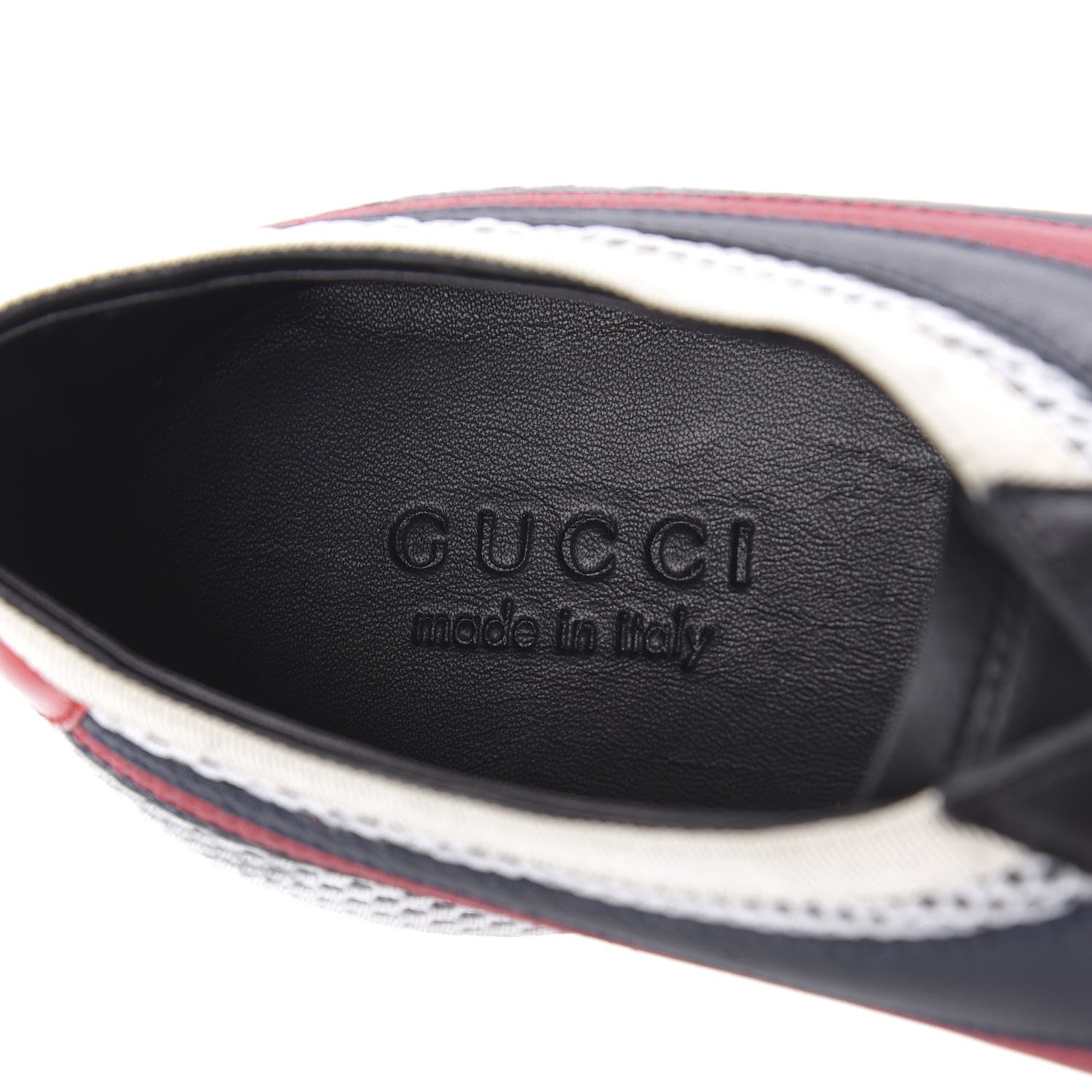 Gucci Calfskin Mesh Mens Falacer Sneakers 8 White Blue Red 7 of 9