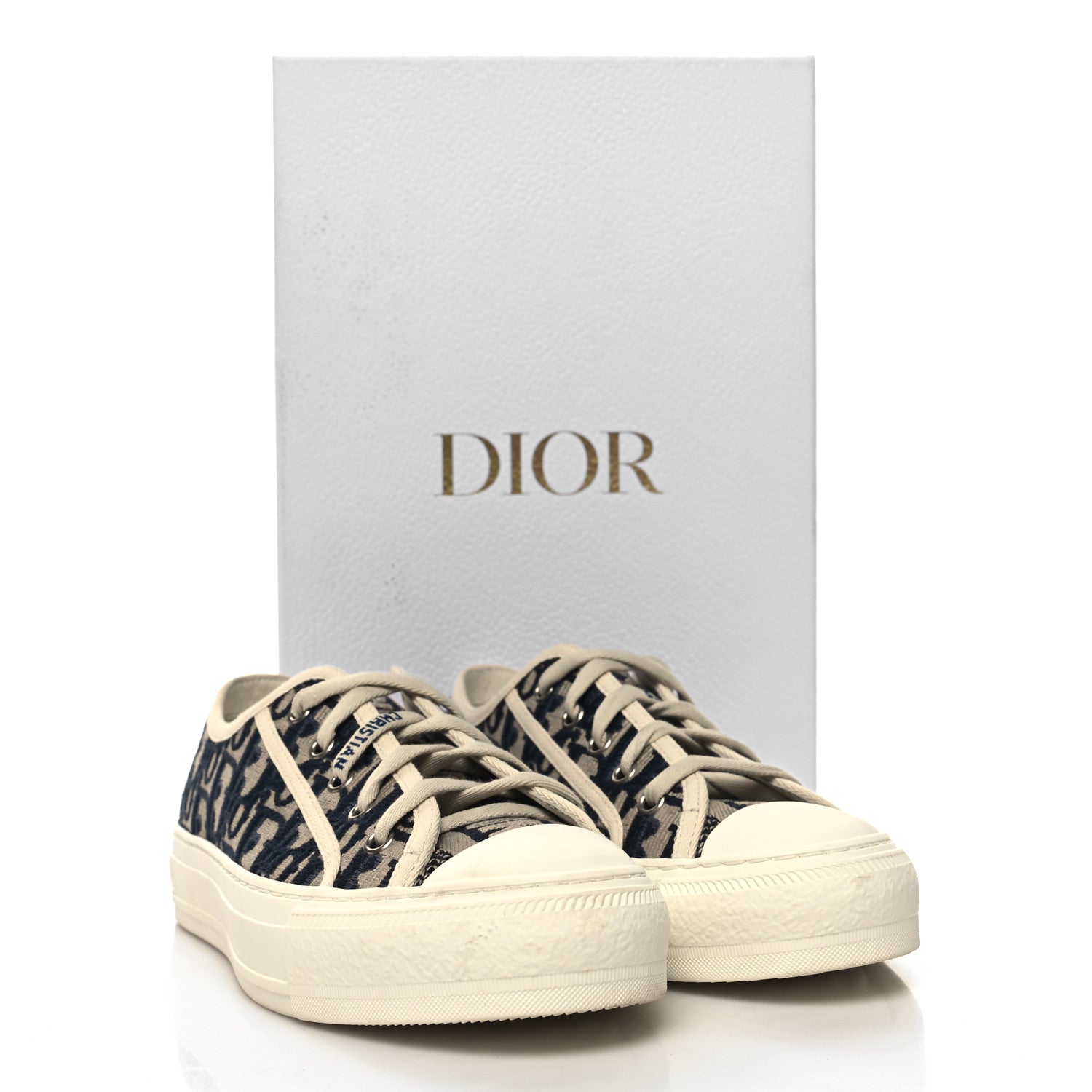 Christian Dior Canvas Oblique Walk'N'Dior Low Top Sneakers 37.5 Deep Blue 10 of 10