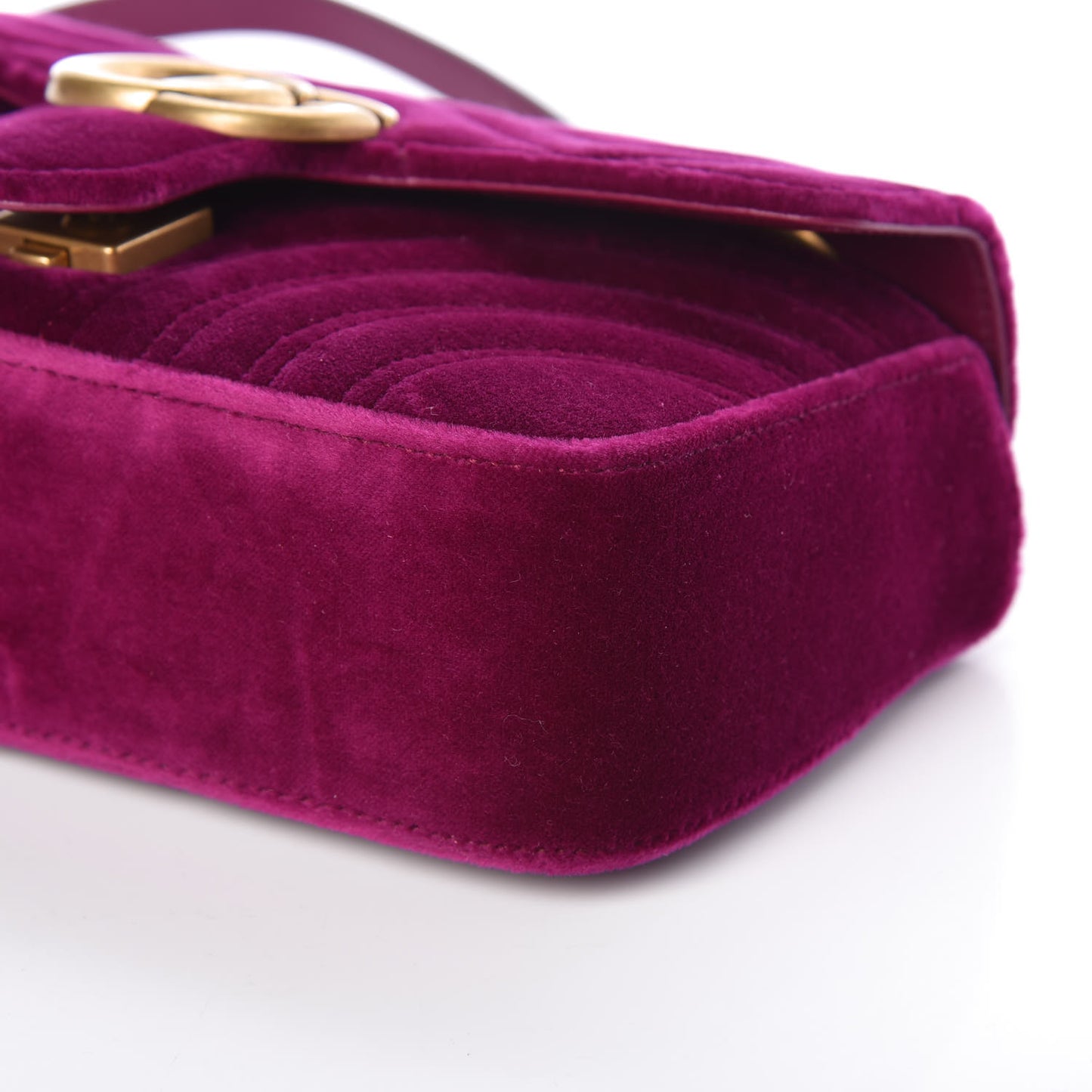 Velvet Matelasse Mini GG Marmont Shoulder Bag Fuchsia Violet Cyclamen