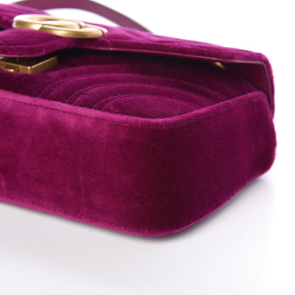 Gucci Velvet Matelasse Mini GG Marmont Shoulder Bag Fuchsia Violet Cyclamen 9 of 9