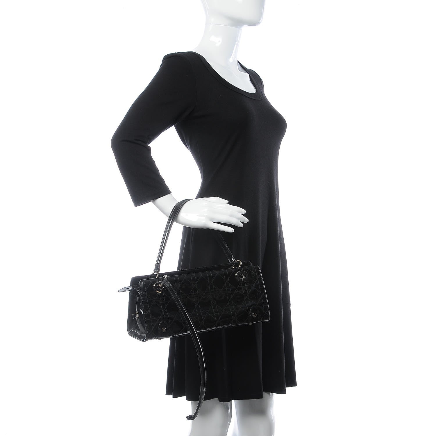 Christian Dior Patent Cannage Stitched East West Lady Dior Black 2 of 13