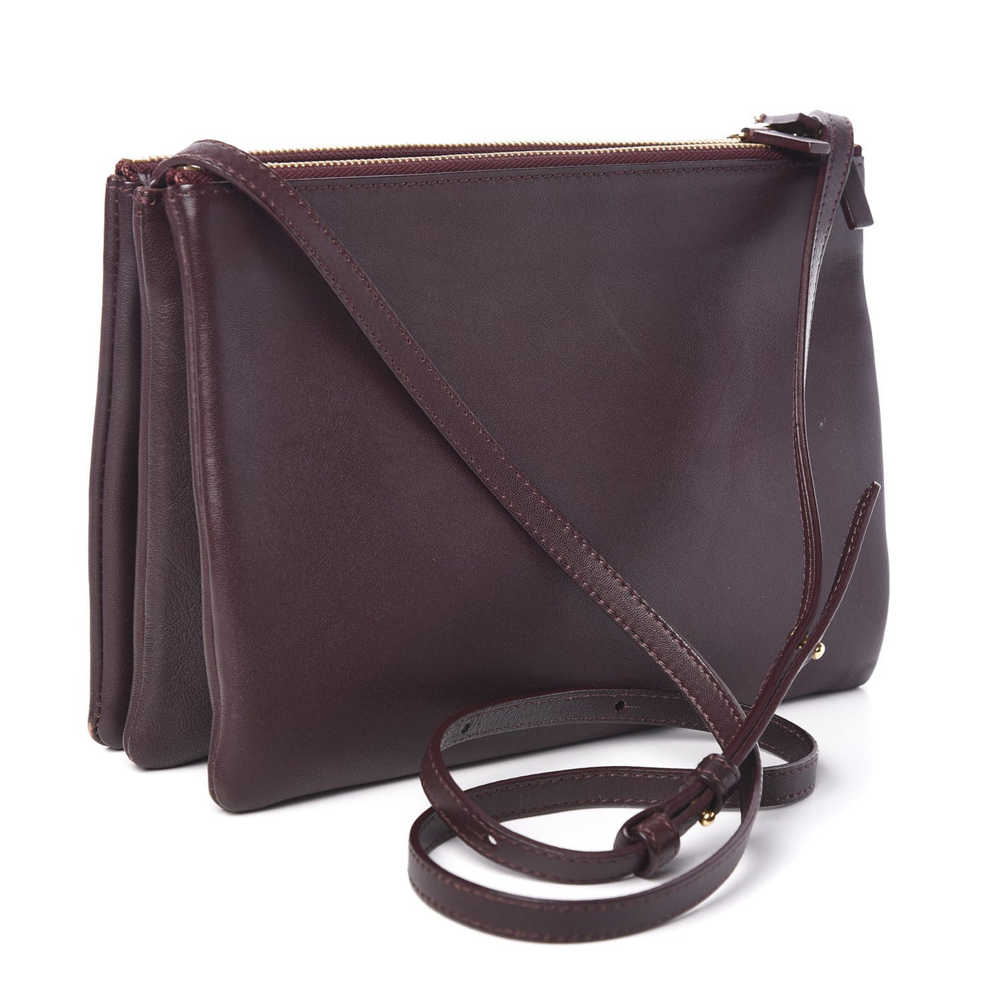 Lambskin Large Trio Crossbody Bag Burgundy