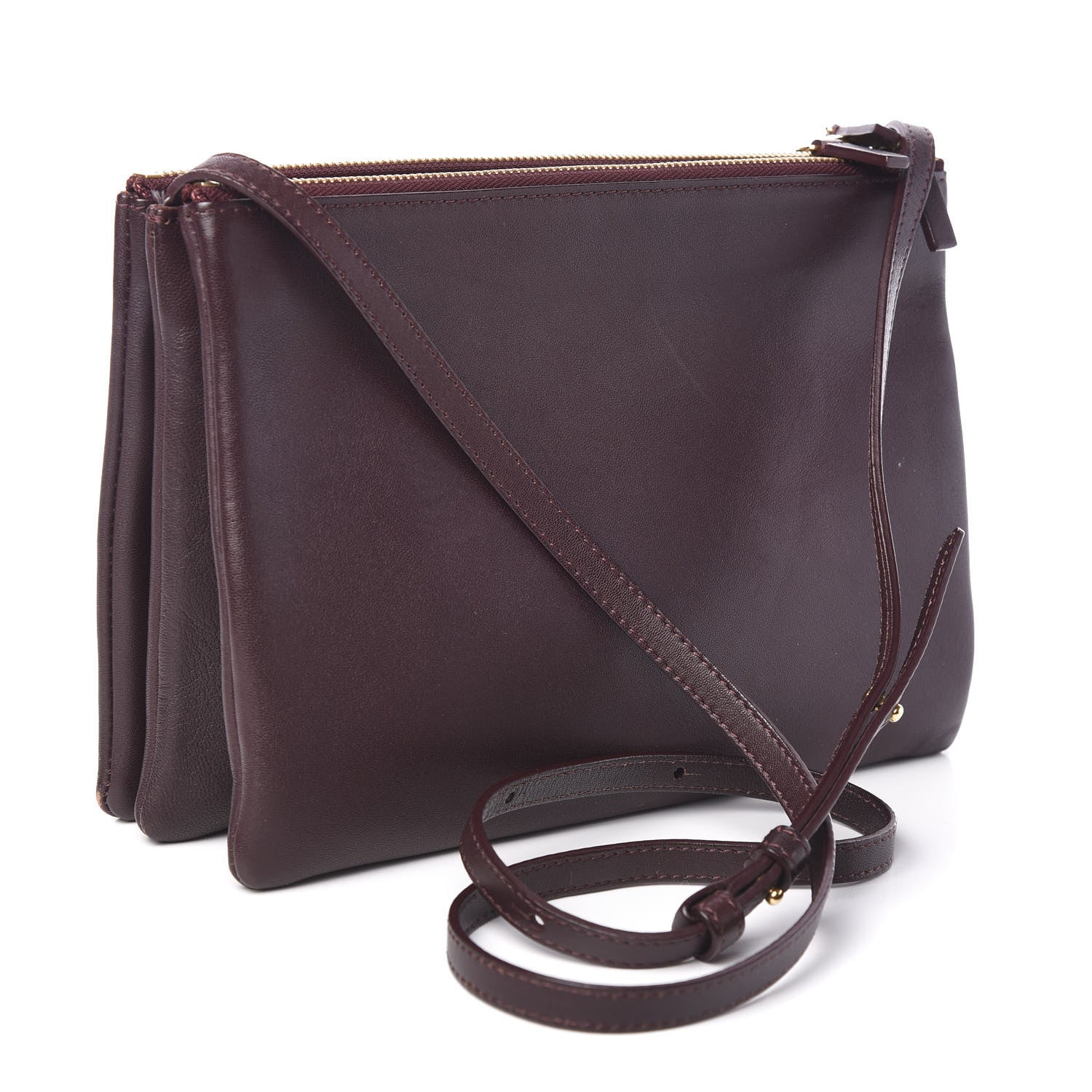 Celine Lambskin Large Trio Crossbody Bag Burgundy 2 of 10