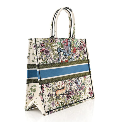 Christian Dior Canvas Embroidered Large D-Constellation Book Tote Latte Multicolor 3 of 9