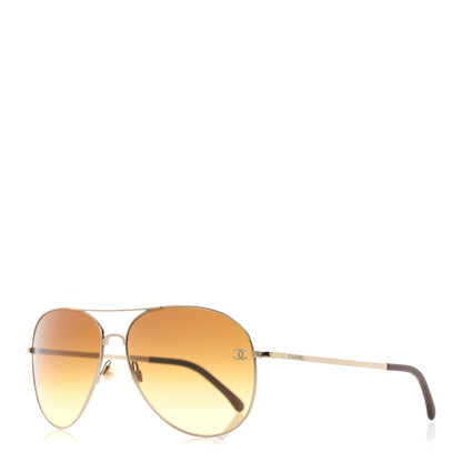 Chanel Aviator CC Sunglasses 4189-T-Q Gold 1 of 10