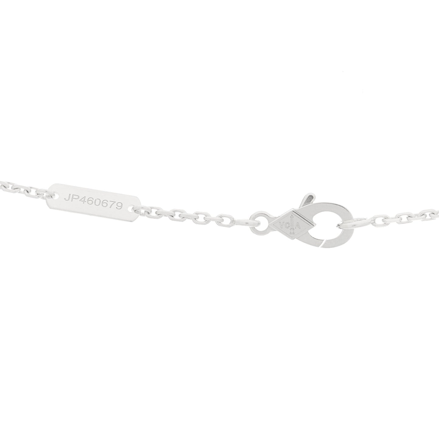 18K White Gold Guilloche Vintage Alhambra Pendant Necklace