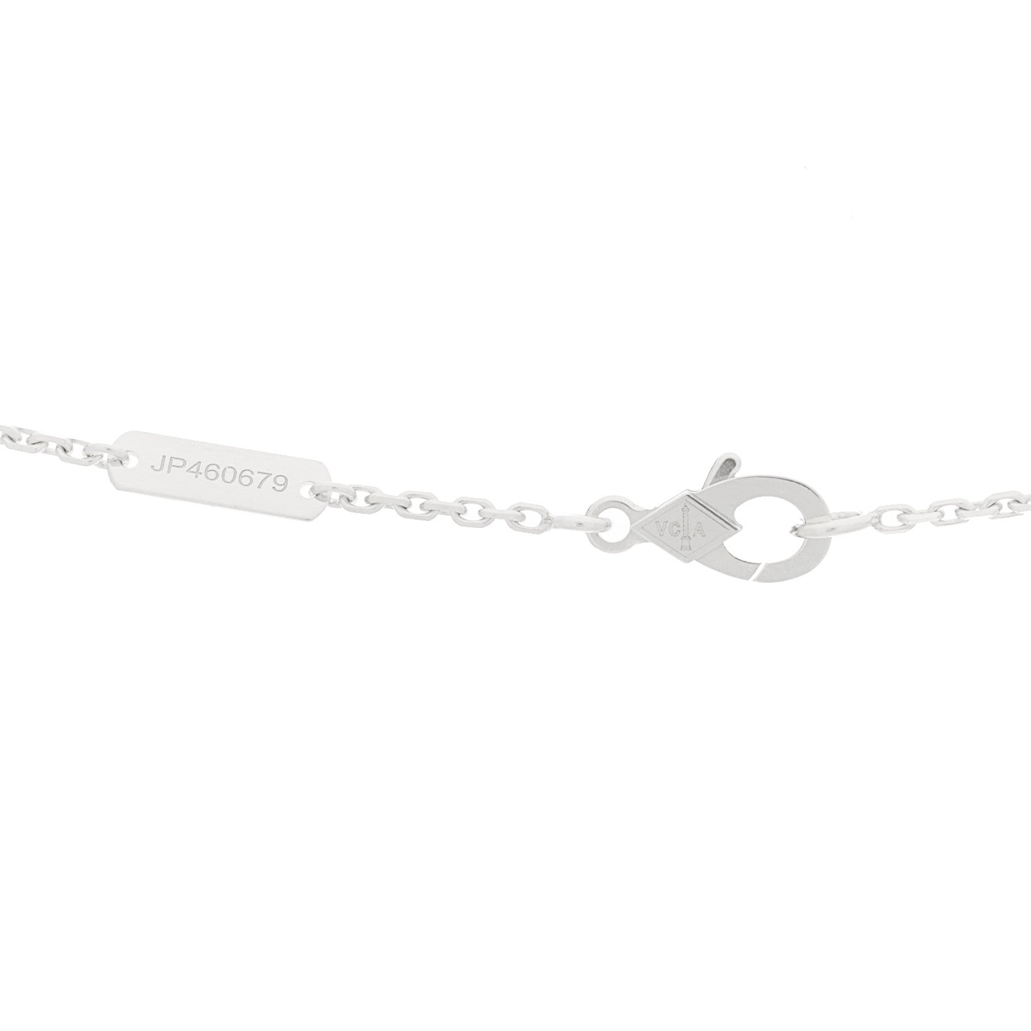 Van Cleef & Arpels 18K White Gold Guilloche Vintage Alhambra Pendant Necklace 3 of 5