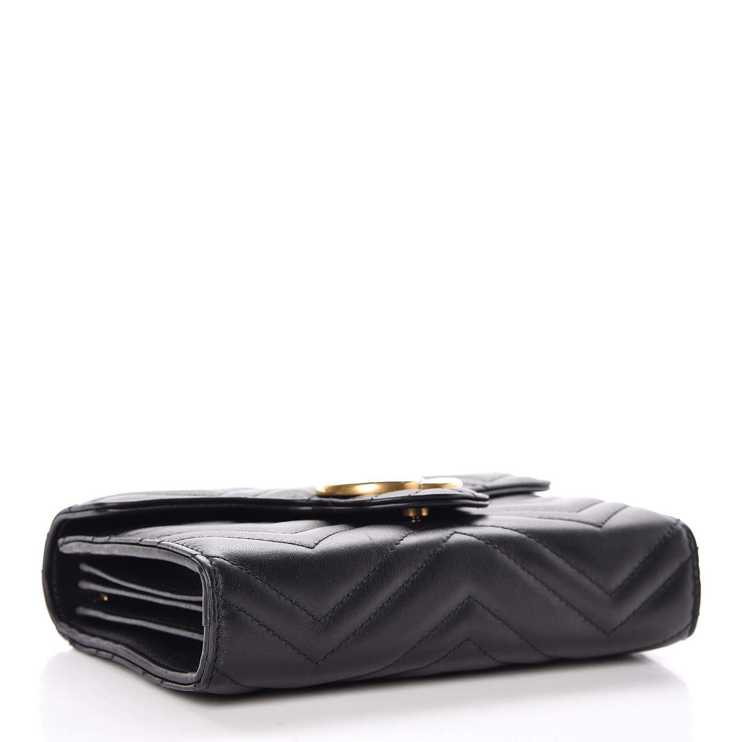Gucci Calfskin Matelasse GG Marmont Chain Wallet Black 4 of 7