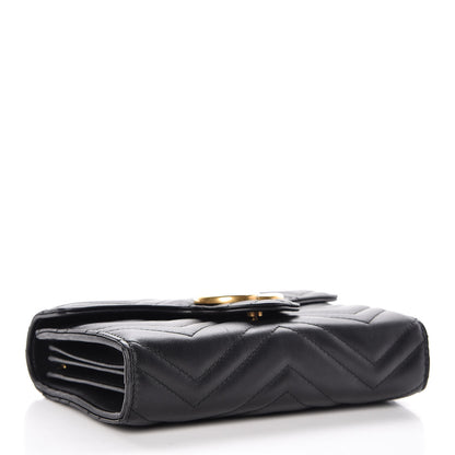 Gucci Calfskin Matelasse GG Marmont Chain Wallet Black 4 of 7