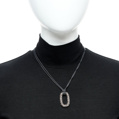David Yurman Sterling Silver Diamond Midnight Melange Oval Pendant Necklace 2 of 6