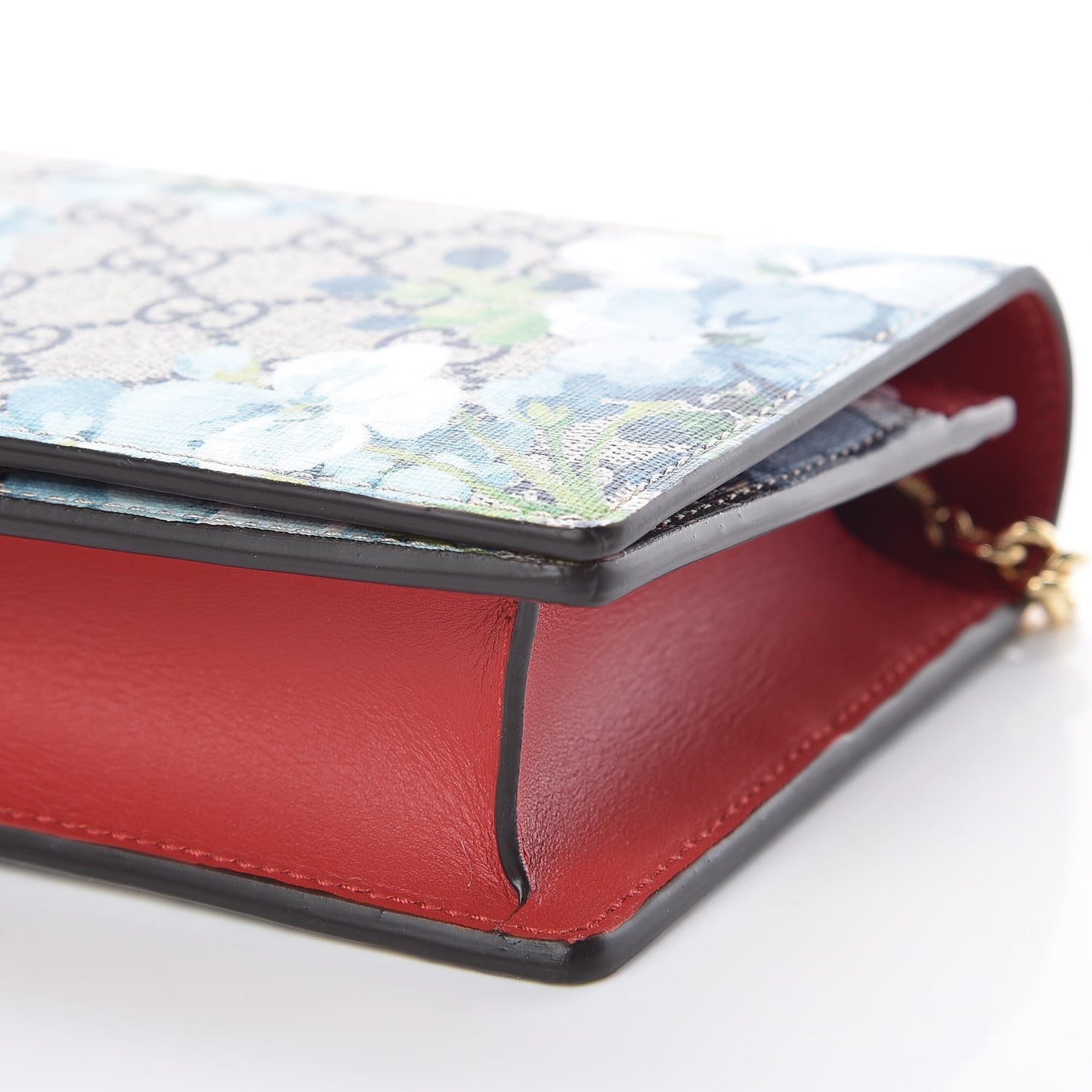 GG Supreme Monogram Blooms Chain Wallet Blue