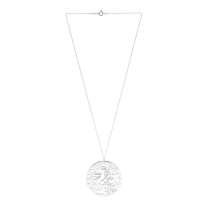 Tiffany Sterling Silver Notes Round Pendant Necklace 3 of 7