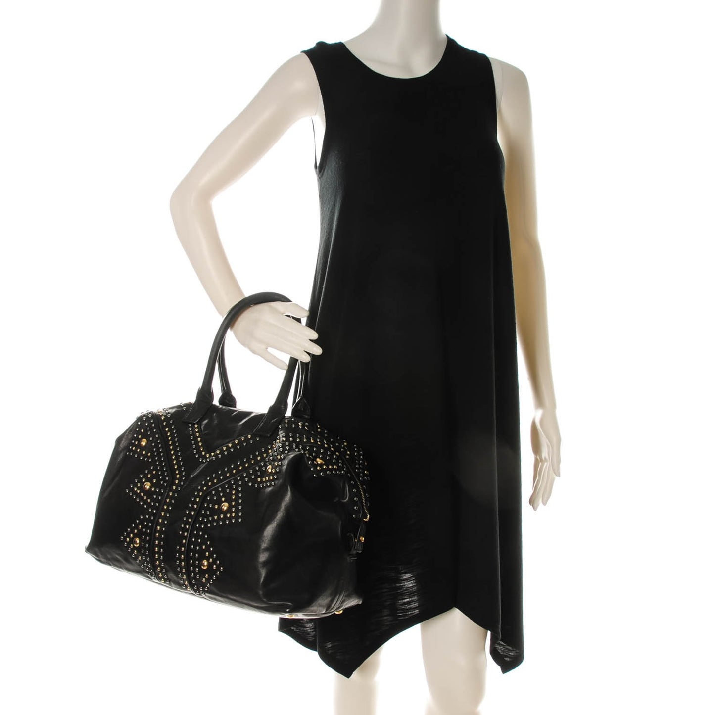 Calfskin Studded Sac Y Rock Black